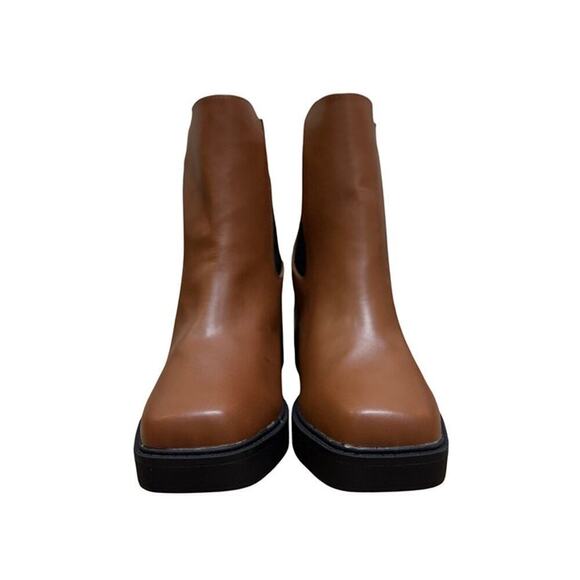 MIA Brown Leather Block Heel Ankle Boots | Chelsea Style | Size 11 - Picture 2 of 8